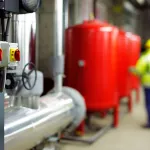 Large boiler protected with ZERUST Axxatec 8110C corrosion inhibiting additive, showcasing effective metal surface preservation.