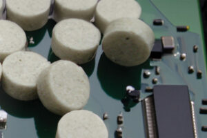 Flash corrosion VCI tablets near circuit board to protect against corrosion