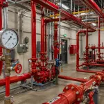 Fire protection system undergoing hydrostatic testing with hydrostatic testing corrosion inhibitor