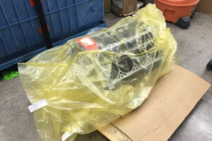 Engine block packaged in ZERUST ICT504-LM Moisture Limiting VCI Film during shipment