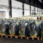 Engines in warehouse storage wrapped in ZERUST Ferrous VCI film