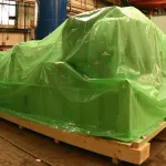 Large equipment protected during shipment with ZERUST Multimetal VCI Film
