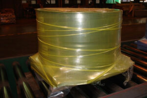 Metal coil secured with VCI stretch film for corrosion prevention