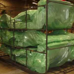 Another angle of car frames packaged in ZERUST ICT520-HS during shipment.