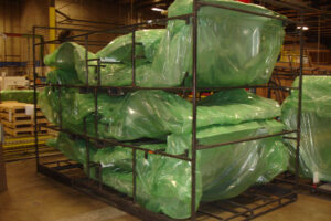 Another angle of car frames packaged in ZERUST ICT520-HS during shipment.
