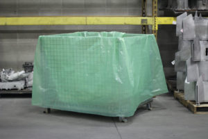 Steel crate lined with ICT510-C VCI Gusset Bag