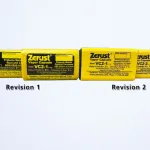 ZERUST 2-1 and 2-2 Vapor Capsules Revision 1 and Revision 2 comparison showing updated VCI emitter diffusers