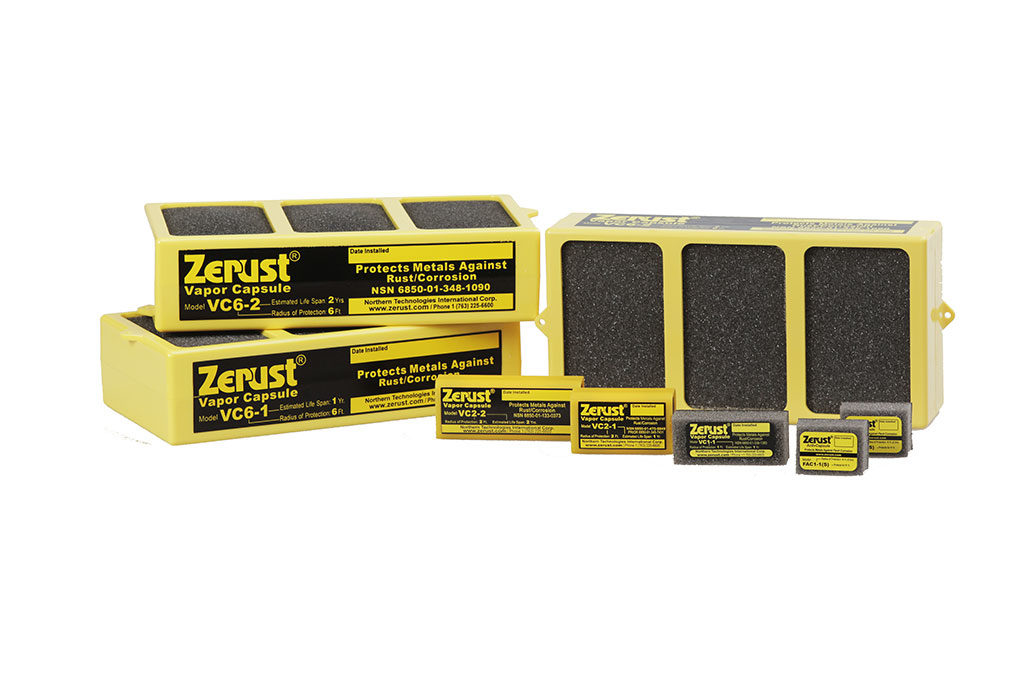 Display of ZERUST Vapor Capsule series for various protection scopes