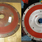 Before and after rust removal on oil and gas component with Industrial Rust Remover