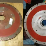 Before and after rust removal on oil and gas component with Industrial Rust Remover