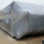 Large equipment wrapped in Outdoor VCI Shrink Film for long-term storage