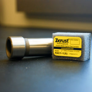 Flash-Corrosion Prevention using ZERUST ActivCapsule FAC1-1(S) next to a metal part