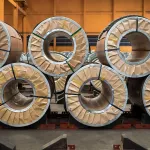 Metal coils securely wrapped in ZERUST ICT430-35SR VCI Scrim Paper.