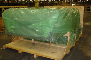 Automotive parts protected with winterized foggable water-based rust preventative for export.