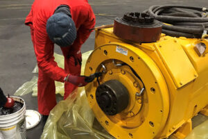 Large oil and gas equipment receiving ZERUST® AxxaCoat™ 90B HFS treatment for enhanced outdoor rust prevention