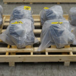 Engines packaged in ZERUST Natur-VCI for shipment, utilizing biodegradable VCI technology.