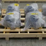 Engines packaged in ZERUST Natur-VCI for shipment, utilizing biodegradable VCI technology.