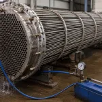 Heat exchanger undergoing hydrostatic testing with hydrostatic corrosion protection using ZERUST solutions