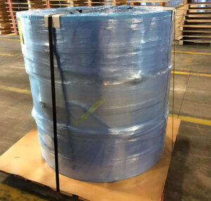 Coil fully enclosed with VCI Coil Covers and stretch film for comprehensive protection