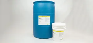 55-gallon drum and 5-gallon pail of AxxaWash KF-122.