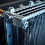 Close-up of aluminum radiator cleaned with aluminum part cleaner for industrial applications.