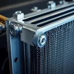 Close-up of aluminum radiator cleaned with aluminum part cleaner for industrial applications.