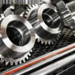 Gear wheels cleaned with hard water compatible parts cleaner for industrial use.