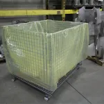 Gusset bag made from ZERUST ICT510-PCR30 VCI Film lining a crate for enhanced corrosion protection.