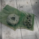 Gear and bearings packaged in a Flat VCI Bag for corrosion protection.