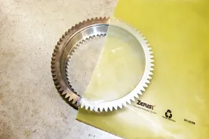 Protective packaging for a large gear demonstrating ZERUST technology.