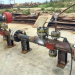 Pipe being hydrostatic tested with the use of ZERUST Hydrotesting Fluid Additive