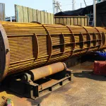 Rusted heat exchanger stored outdoors without protective VCI film