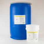 55-gallon drum and 5-gallon pail of ZERUST Axxatec HST-M100.