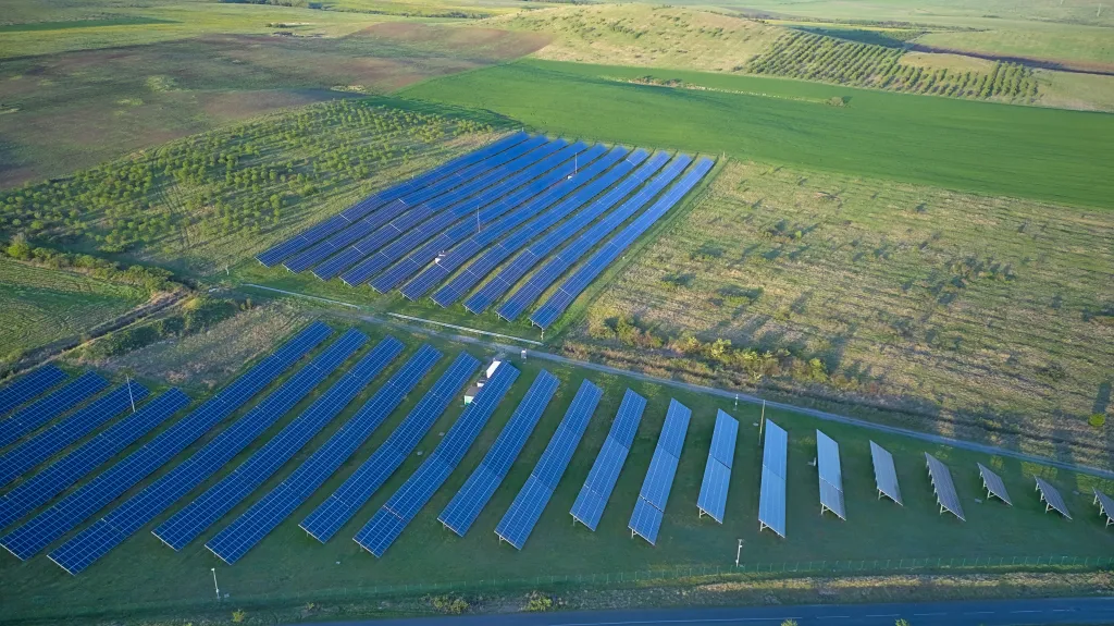 Solar power panels in operation with corrosion-resistant structures.