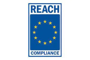 REACH Regulation compliance logo, promoting reducing carbon emissions in manufacturing.