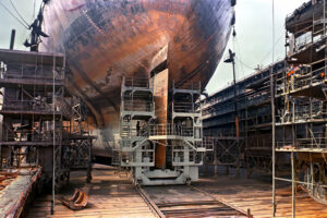 Early-stage ship corrosion showing need for VCI for shipbuilding