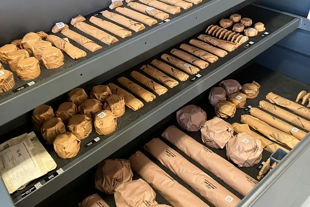 Spare industrial parts wrapped in protective paper