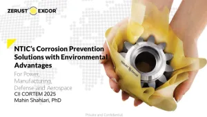 Title slide displaying corrosion prevention solutions presented by NTIC