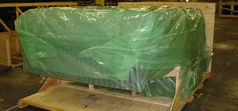 Car panels packed in ICT510C-SMM1 film prior to crating for shipment.