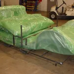 Automotive panels packaged in ZERUST non-amine VCI film for shipment.