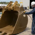 Sprayable Rust Preventative Coating applied to mining excavator bucket for outdoor storage