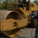 Weather Resistant Rust Preventative applied to a vibratory soil compactor during outdoor storage